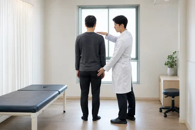 추나요법 치료 전 준비 평가와 상담 장면